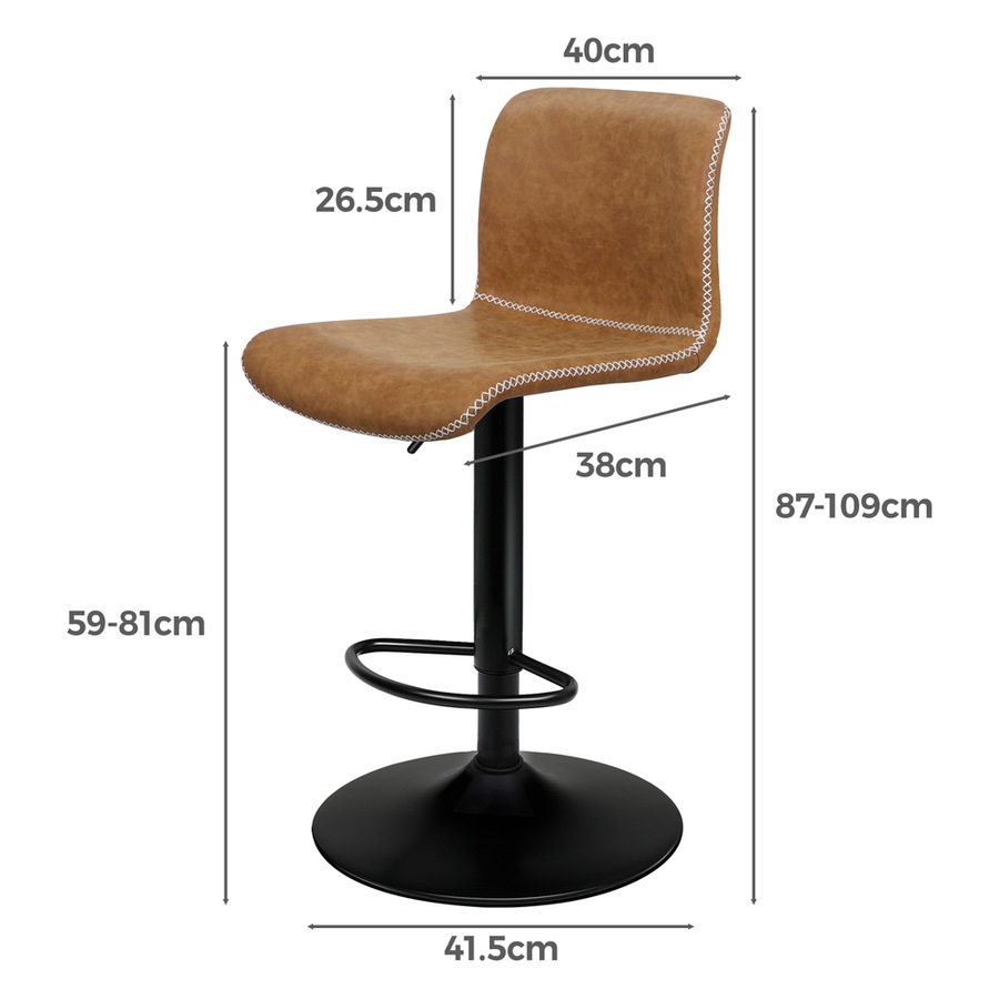 2x ALFORDSON Bar Stools Vintage Leather Brown