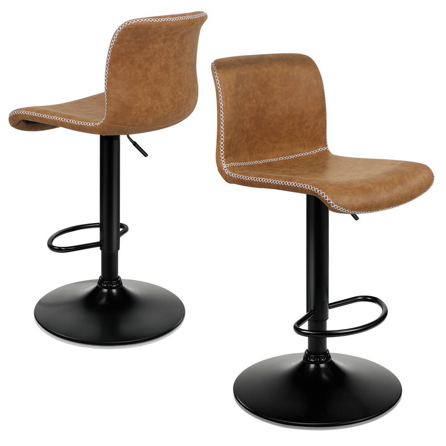 2x ALFORDSON Bar Stools Vintage Leather Brown
