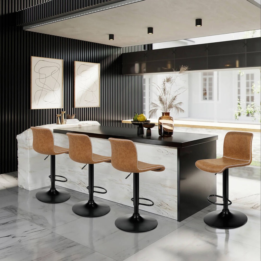 2x ALFORDSON Bar Stools Vintage Leather Brown