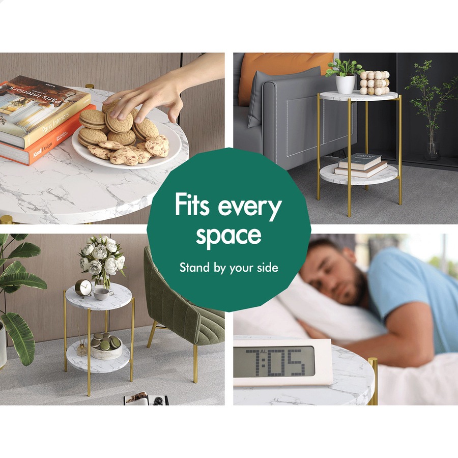 ALFORDSON Side Table Bedside Table Sofa End Nightstand Gold