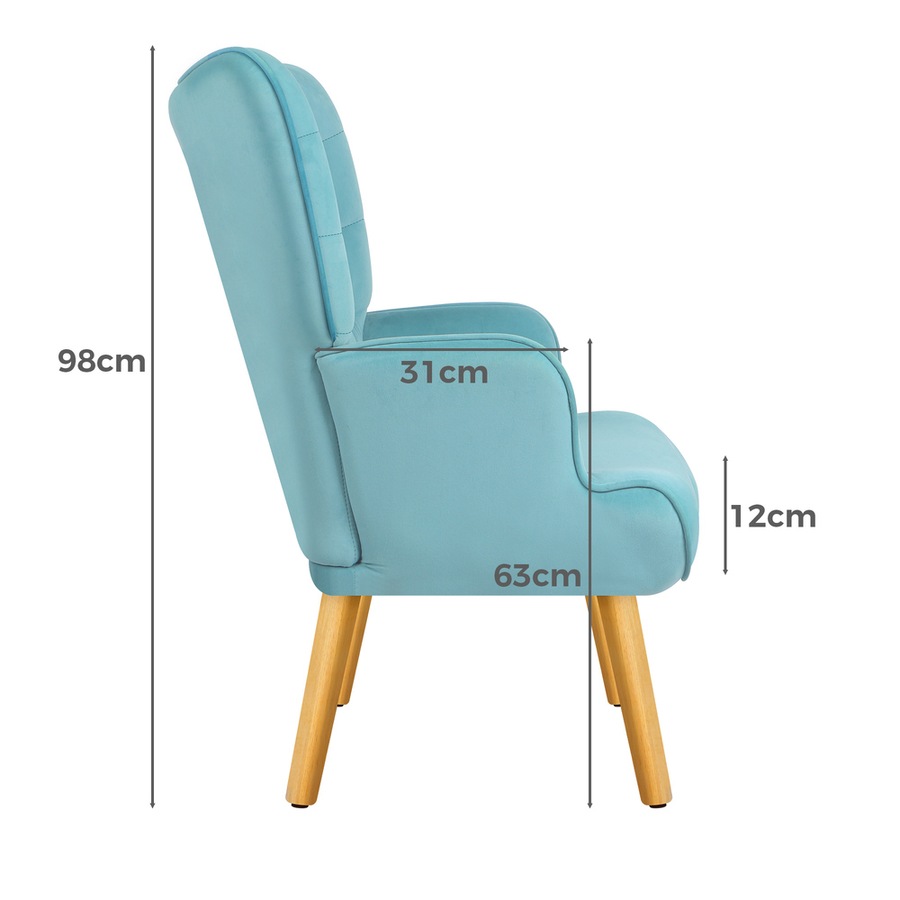 ALFORDSON Velvet Accent Armchair & Footstool Set