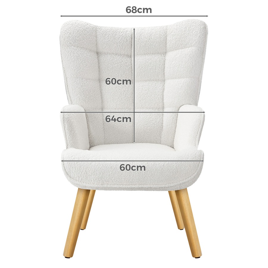 ALFORDSON Armchair & Footstool Accent Set Boucle