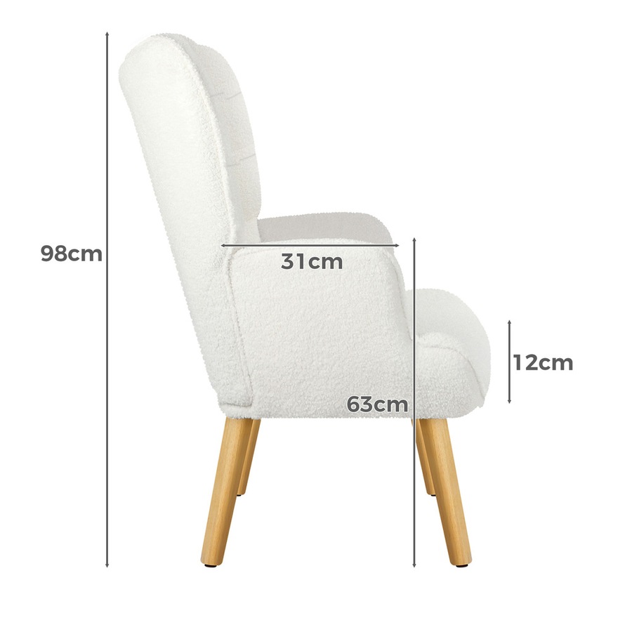 ALFORDSON Armchair & Footstool Accent Set Boucle