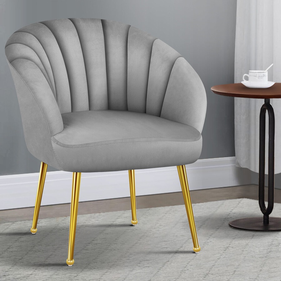 ALFORDSON Velvet Armchair Lounge Accent Chair Sofa Couch Fabric Grey