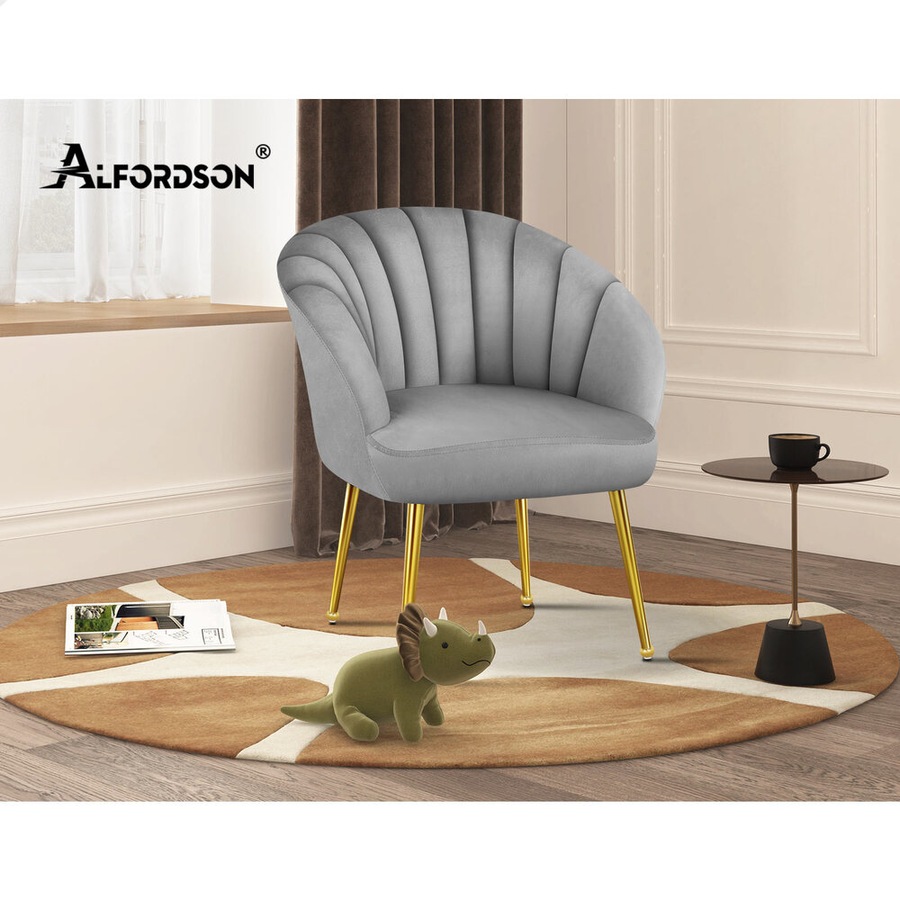ALFORDSON Velvet Armchair Lounge Accent Chair Sofa Couch Fabric Grey