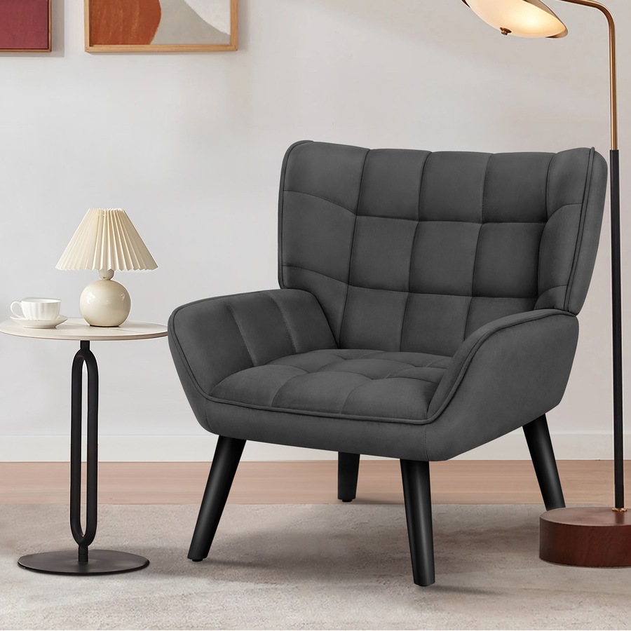 ALFORDSON Velvet Armchair Wooden Accent Chair