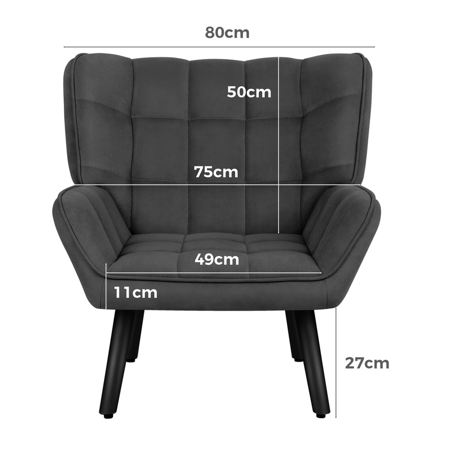 ALFORDSON Velvet Armchair Wooden Accent Chair