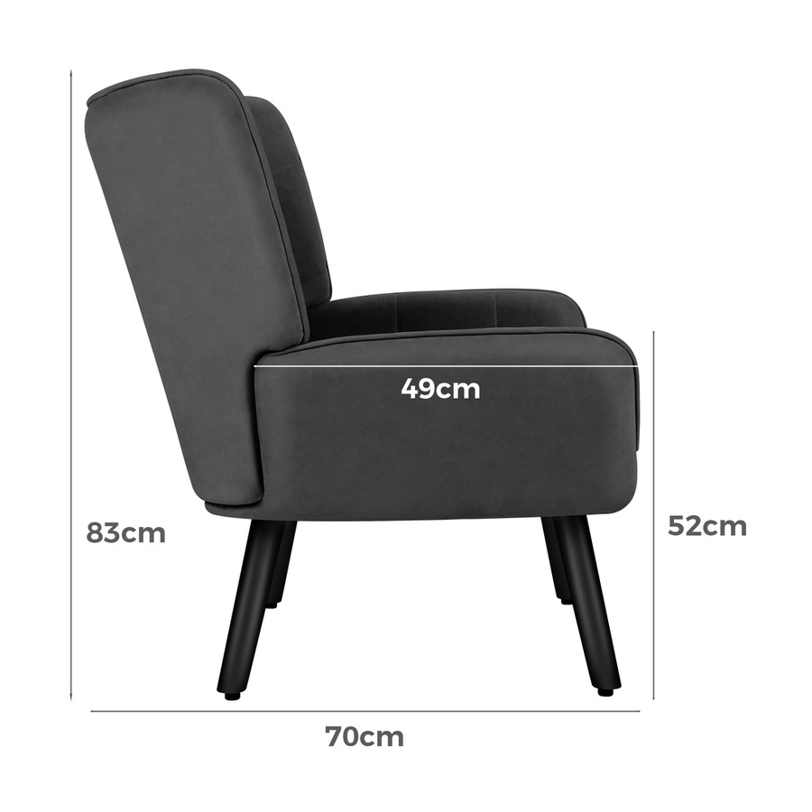 ALFORDSON Velvet Armchair Wooden Accent Chair