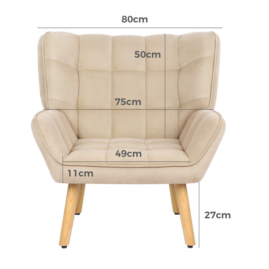 ALFORDSON Velvet Armchair Wooden Accent Chair