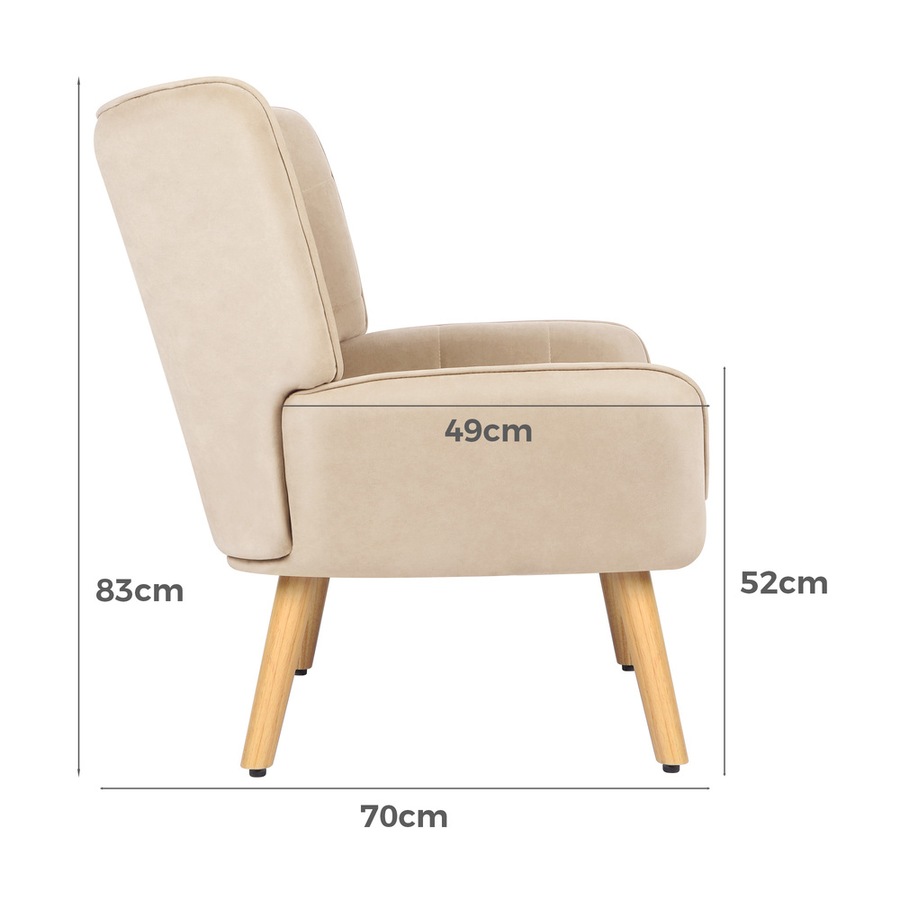 ALFORDSON Velvet Armchair Wooden Accent Chair