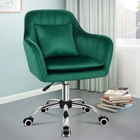 ALFORDSON Velvet Office Chair Computer Desk Chairs Swivel Armchair Work Seat Green Adult Kids