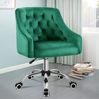 ALFORDSON Velvet Office Chair Computer Swivel Chairs Armchair Work Study Seat Green Adult Kids