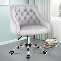 ALFORDSON Velvet Office Chair Computer Swivel Chairs Armchair Work Study Seat Grey Adult Kids