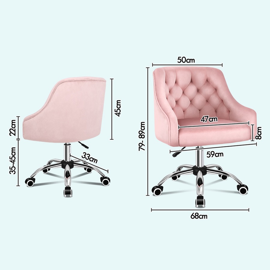 ALFORDSON Velvet Office Chair Computer Swivel Chairs Armchair Work Study Seat Pink Adult Kids