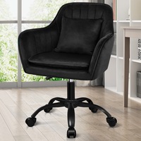 ALFORDSON Velvet Office Chair Fabric Armchair Computer Swivel Adult Kids Black