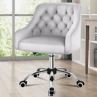 ALFORDSON Velvet Office Chair for Work Mid Back Grey