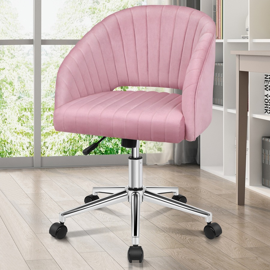 ALFORDSON Velvet Office Chair Swivel Armchair Pink
