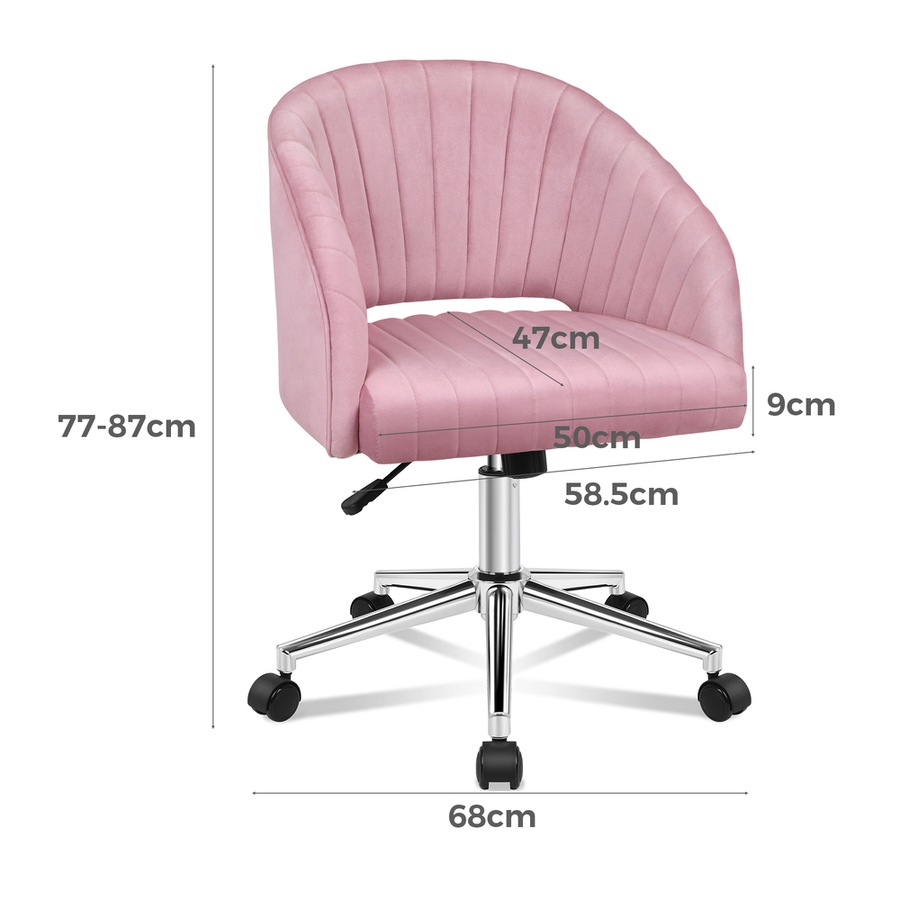 ALFORDSON Velvet Office Chair Swivel Armchair Pink