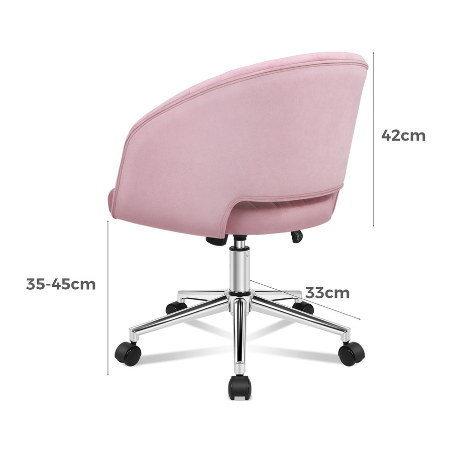 ALFORDSON Velvet Office Chair Swivel Armchair Pink