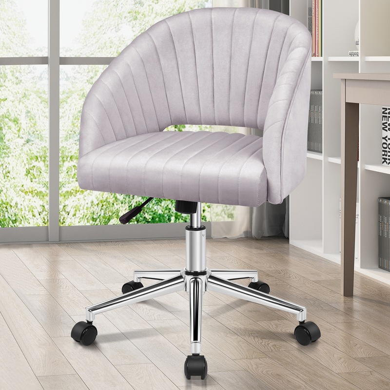 Buy ALFORDSON Velvet Office Chair Swivel Armchair Grey MyDeal
