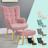 ALFORDSON Wooden Armchair Accent Chair Ottoman Lounge Sofa Couch Footstool
