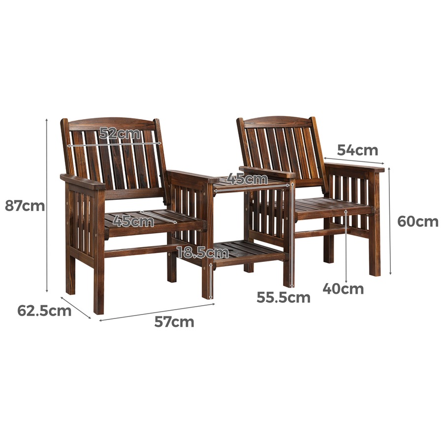 ALFORDSON Outdoor Loveseat Armchairs Patio Garden Furniture Bench Charcoal