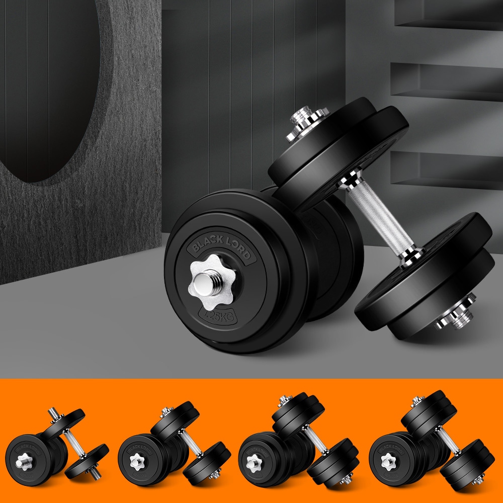 BLACK LORD 10-35kg Adjustable Dumbbell Set Rubber Weight Plates Lifting Bench Australia