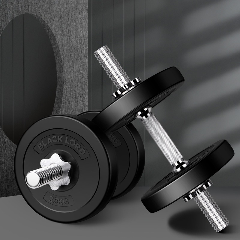 BLACK LORD 15KG Adjustable Dumbbell Set Rubber Plates Weight Lifting