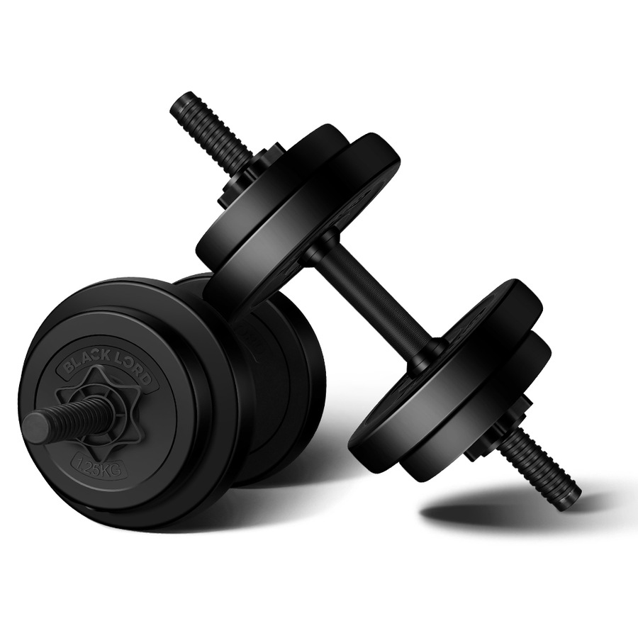 BLACK LORD 15kg Dumbbell Set Adjustable Weights Quality Plates & Bars