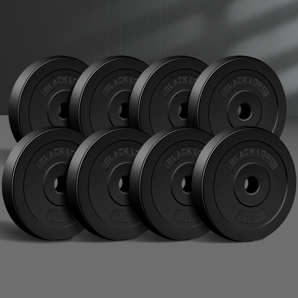 BLACK LORD 20kg Weight Plate Set Barbell Dumbbell Lift Bench Squat Rack