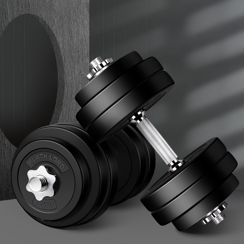 BLACK LORD 30KG Adjustable Dumbbell Set Rubber Weight Plates