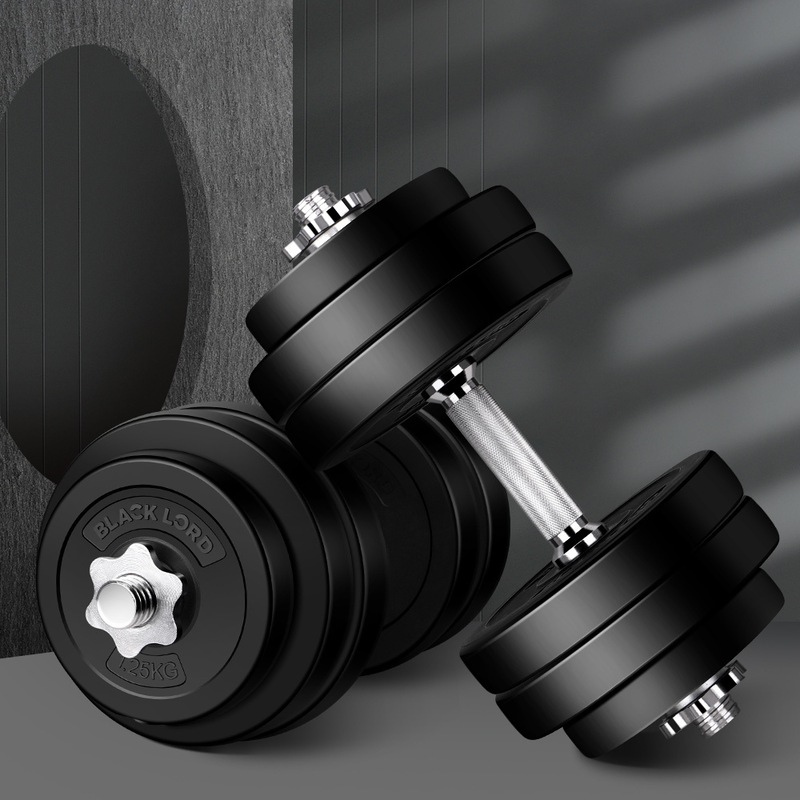 BLACK LORD 10KG Adjustable Dumbbell Set Rubber Weight Plates Lifting