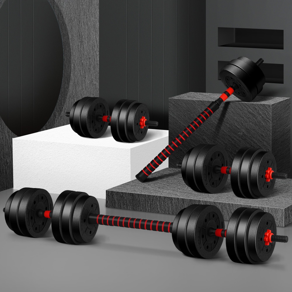 BLACK LORD 40kg Dumbbell Set 4in1 Adjustable Barbell Weight Home Gym Fitness Australia