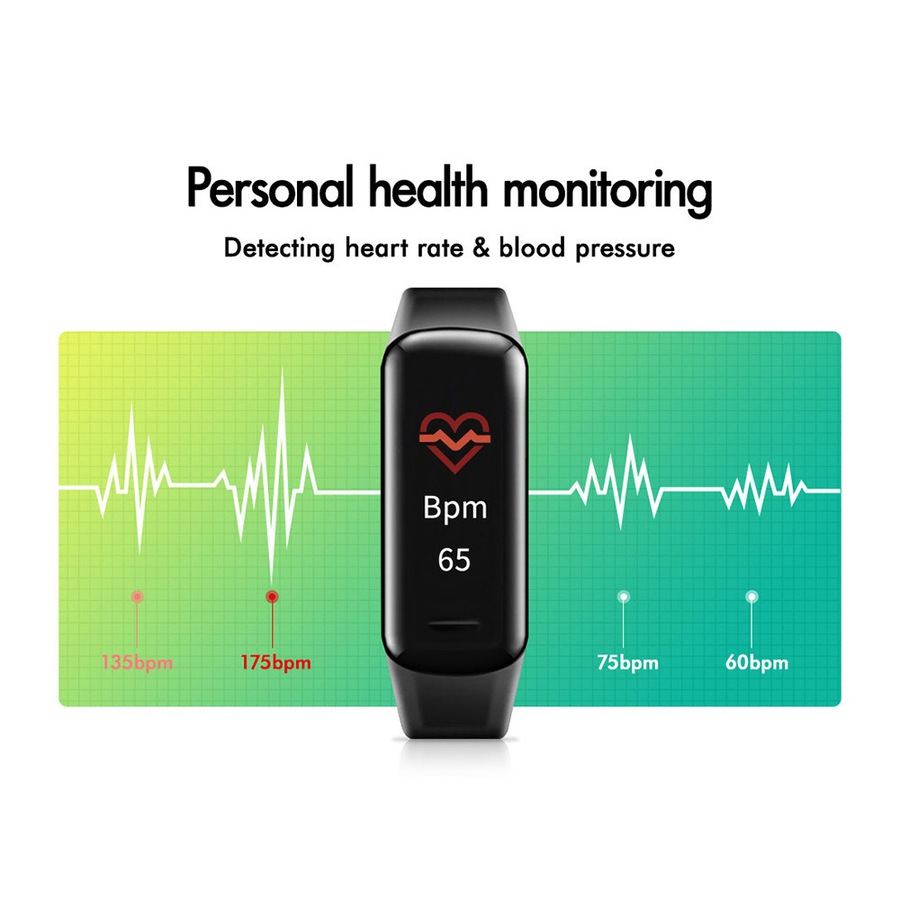 BLACK LORD Bluetooth Smart Bracelet Heart Rate Monitor Smart Watch Pedometer Model - Koppa X96