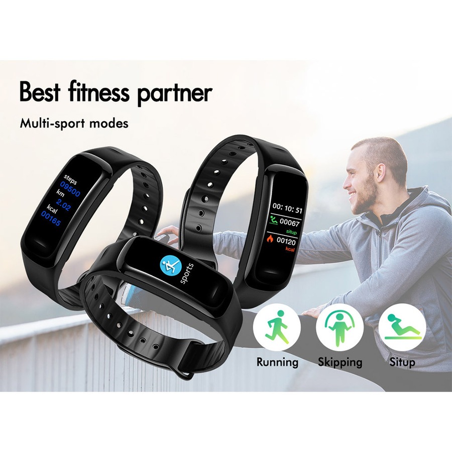BLACK LORD Bluetooth Smart Bracelet Heart Rate Monitor Smart Watch Pedometer Model - Koppa X96