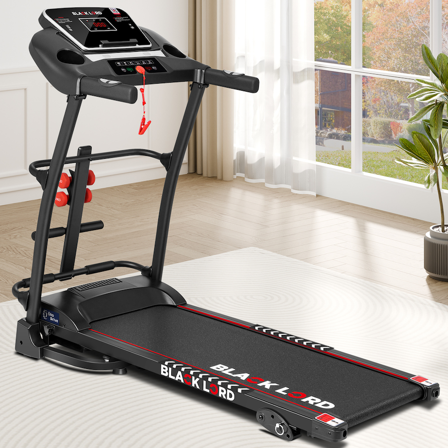 BLACK LORD Electric Treadmill Incline Run Machine Foldable BX220 400MM BELT 18KM/H SPEED