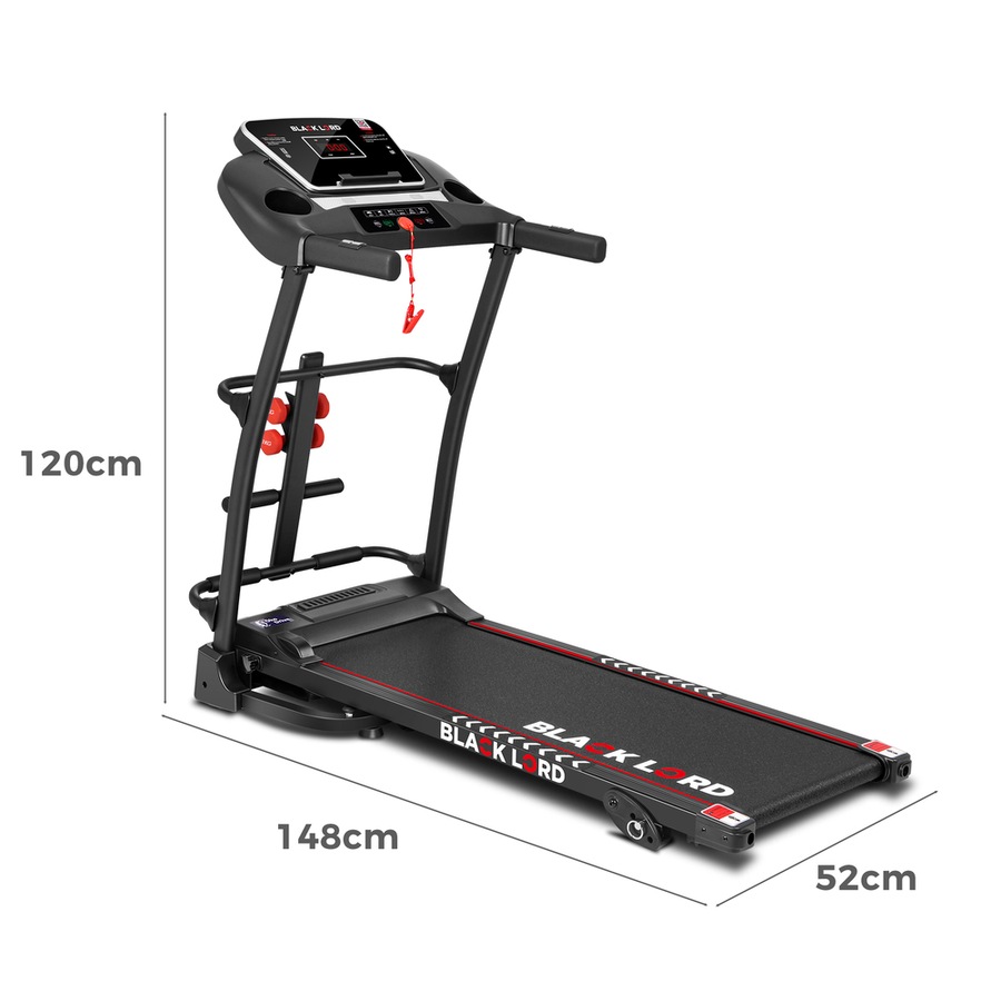 BLACK LORD Electric Treadmill Incline Run Machine Foldable BX220 400MM BELT 18KM/H SPEED