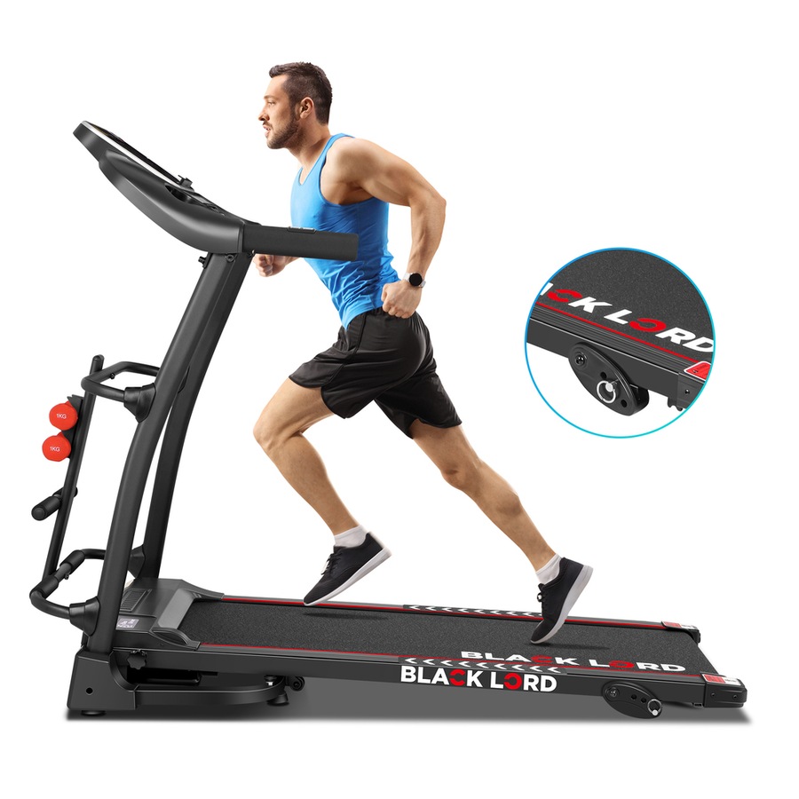 BLACK LORD Electric Treadmill Incline Run Machine Foldable BX220 400MM BELT 18KM/H SPEED