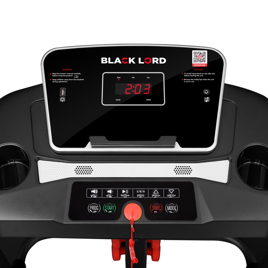 BLACK LORD Electric Treadmill Incline Run Machine Foldable BX220 400MM BELT 18KM/H SPEED