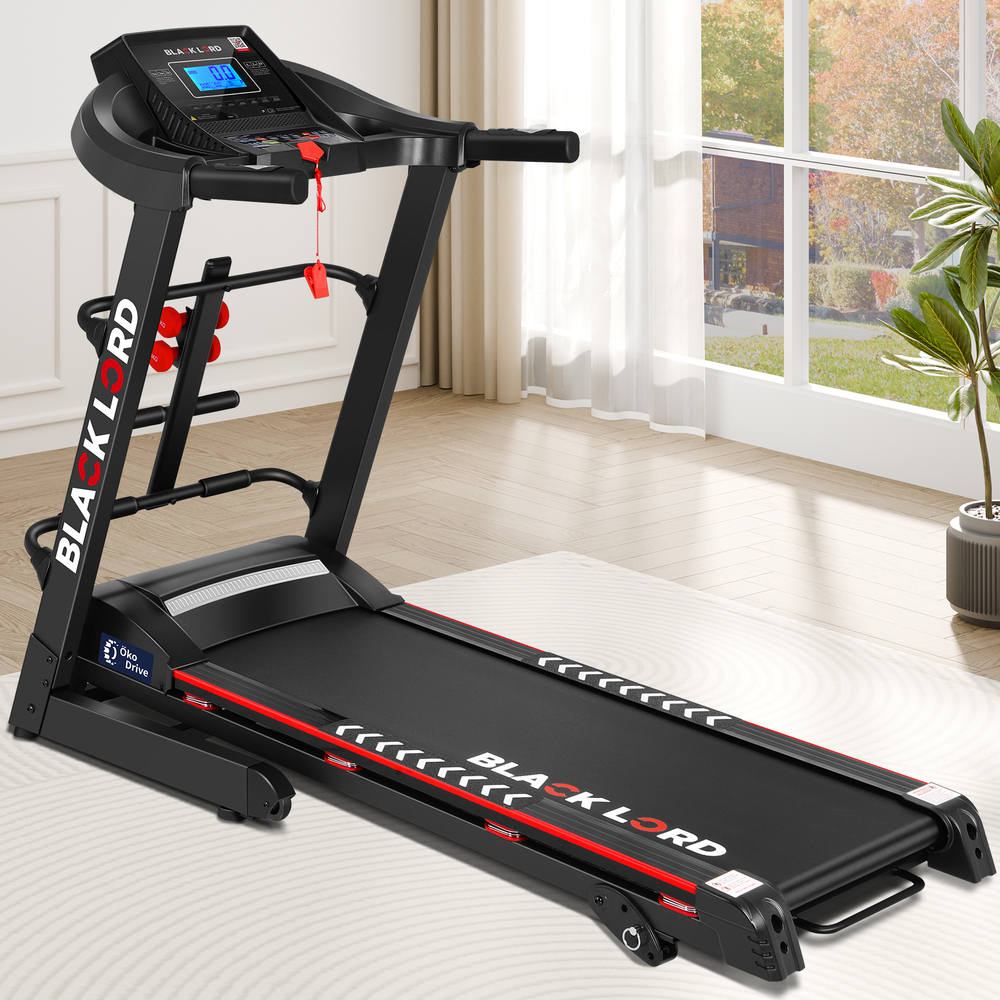 BLACK LORD Electric Treadmill Incline Run Machine Foldable LM300 420MM BELT 24KM/H SPEED