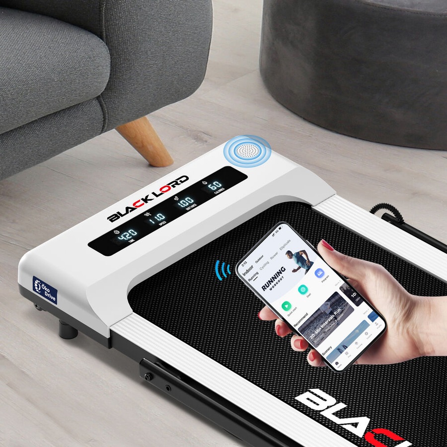 BLACK LORD Treadmill 40cm Belt Electric Walking Pad Folding Under Desk Home Gym White w/ Smart Watch