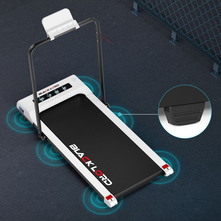 BLACK LORD Treadmill 40cm Belt Electric Walking Pad Folding Under Desk Home Gym White w/ Smart Watch