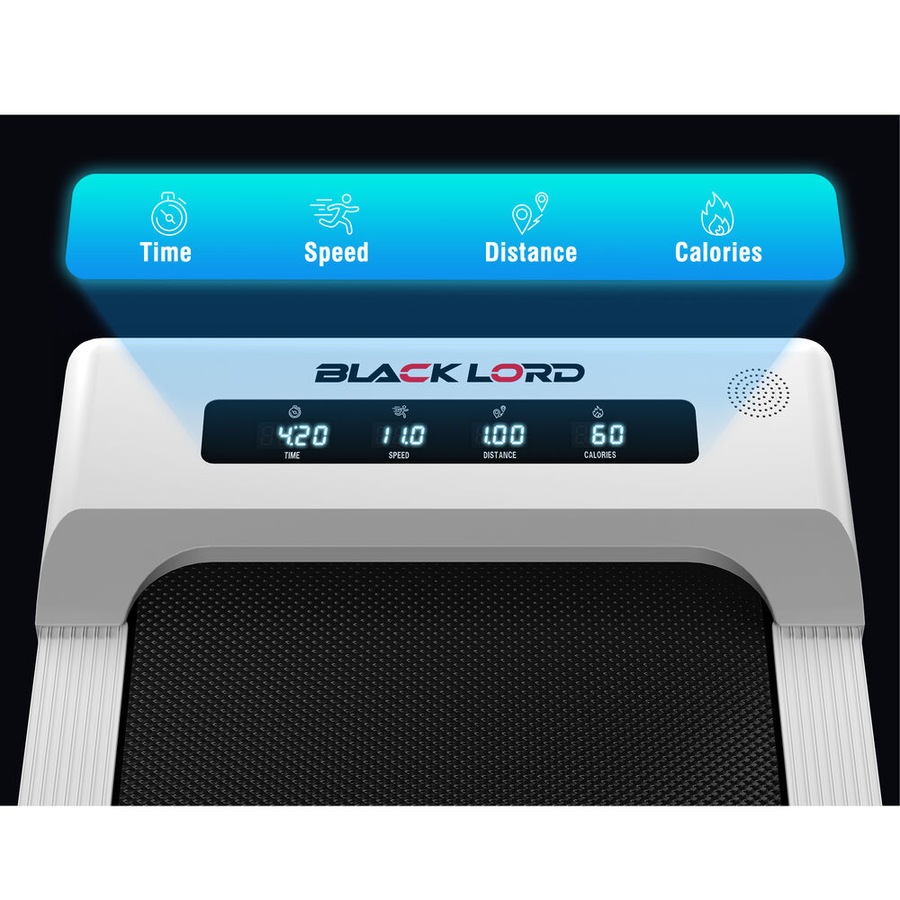 BLACK LORD Treadmill 40cm Belt Electric Walking Pad Folding Under Desk Home Gym White w/ Smart Watch