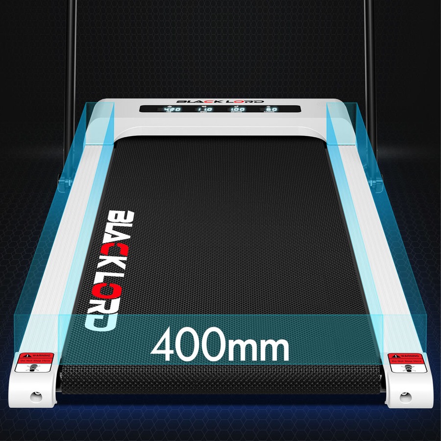 BLACK LORD Treadmill 40cm Belt Electric Walking Pad Folding Under Desk Home Gym White w/ Smart Watch