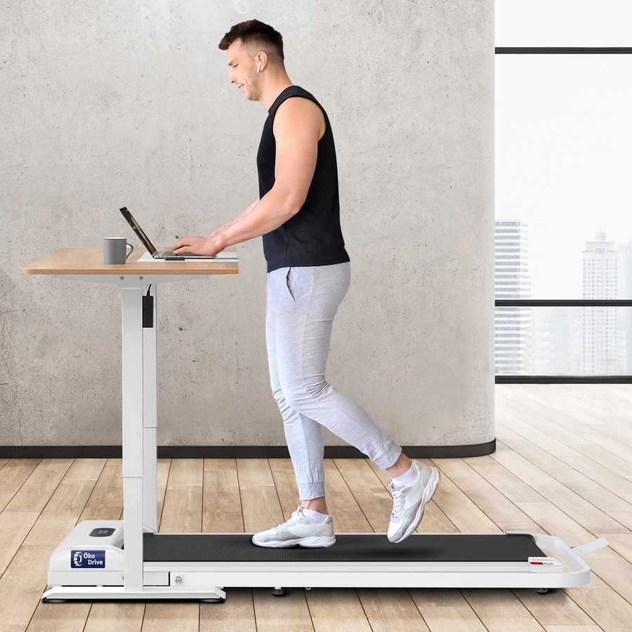 2.4HP BLACK LORD Electric Treadmill Walking Pad Under Desk Fitness Remote Control Foldable (White)