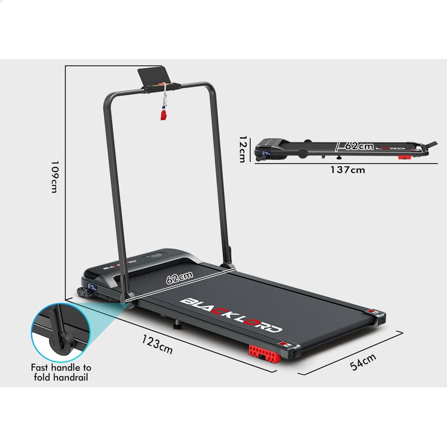 BLACK LORD Treadmill Electric Walking Pad Home Office Incline Foldable Black