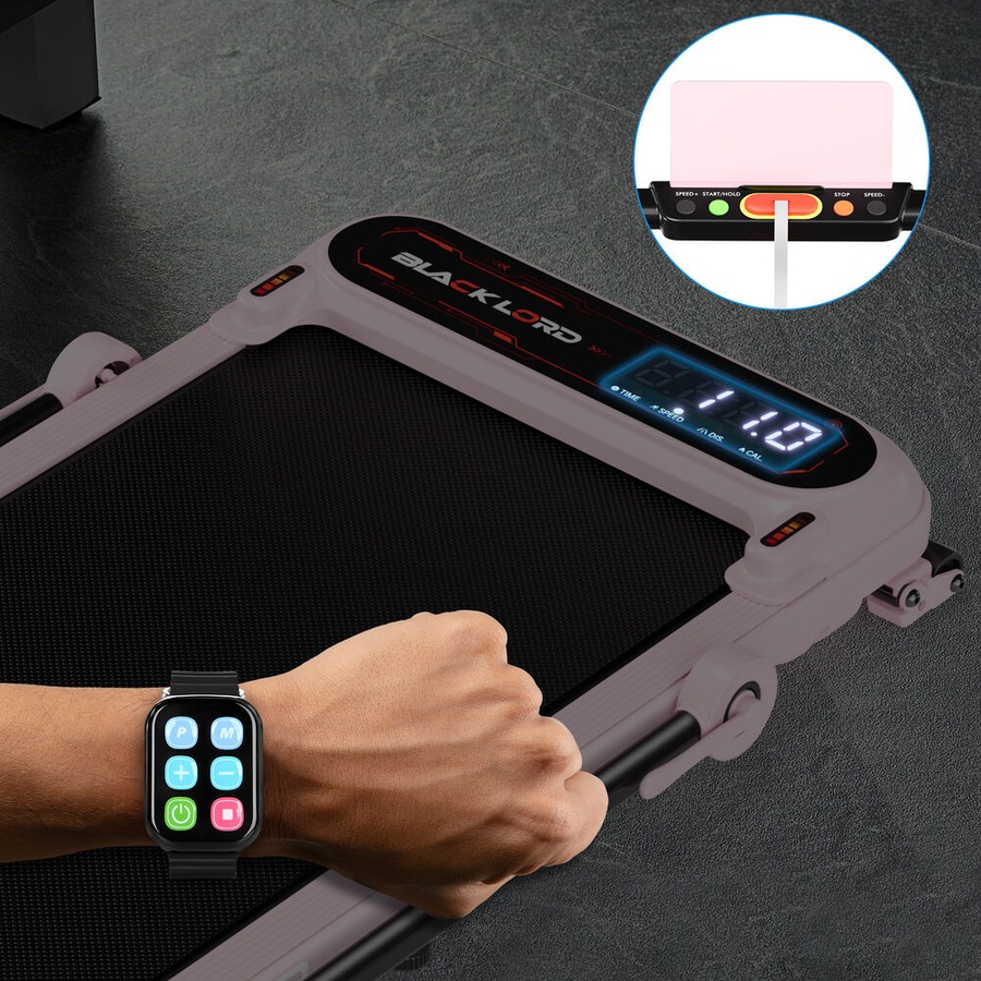 39cm Belt BLACK LORD Treadmill Walking Pad Incline Shock Absorbers Foldable Pink