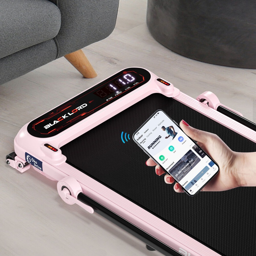 39cm Belt BLACK LORD Treadmill Walking Pad Incline Shock Absorbers Foldable Pink