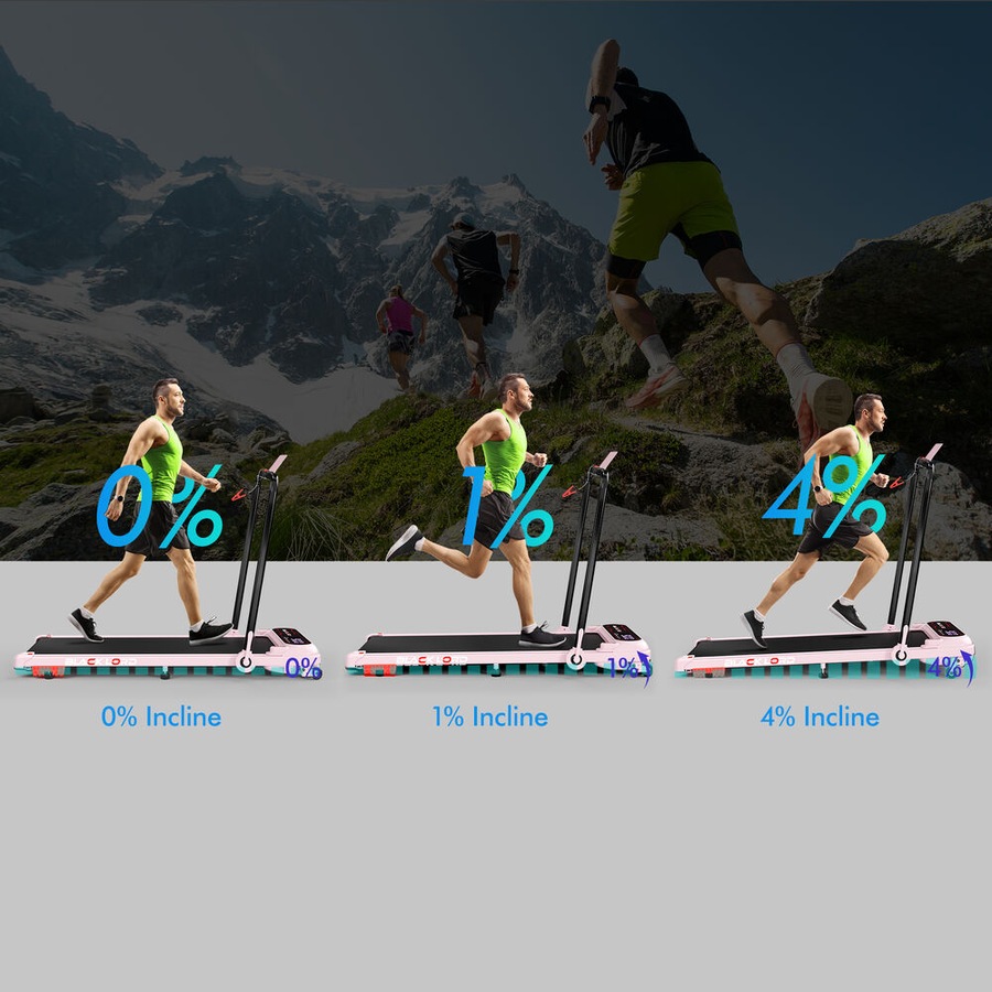 39cm Belt BLACK LORD Treadmill Walking Pad Incline Shock Absorbers Foldable Pink