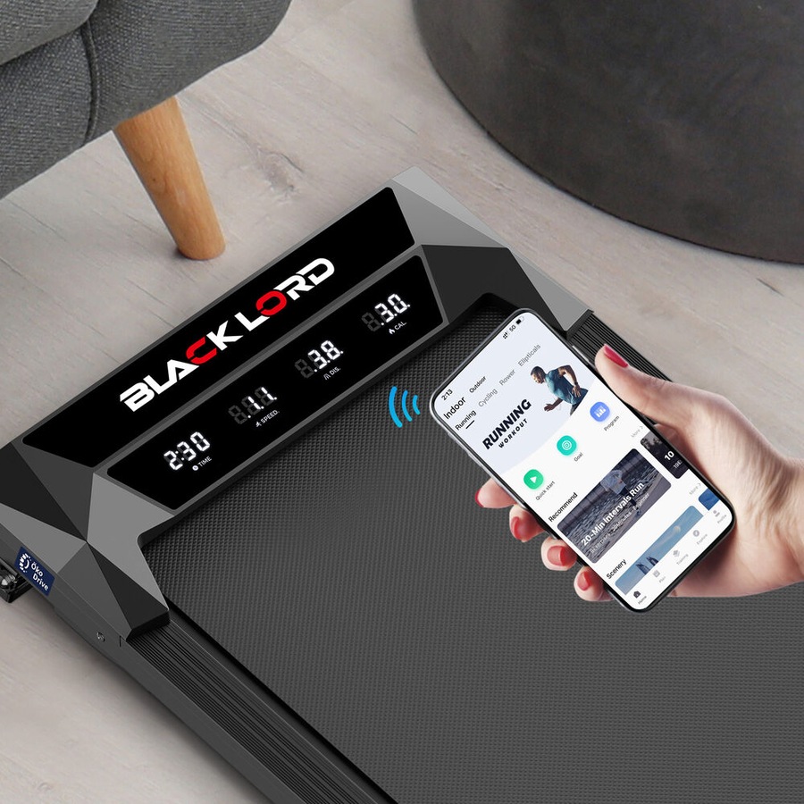 BLACK LORD Treadmill Electric Walking Pad Under Desk Home Fitness Incline Black